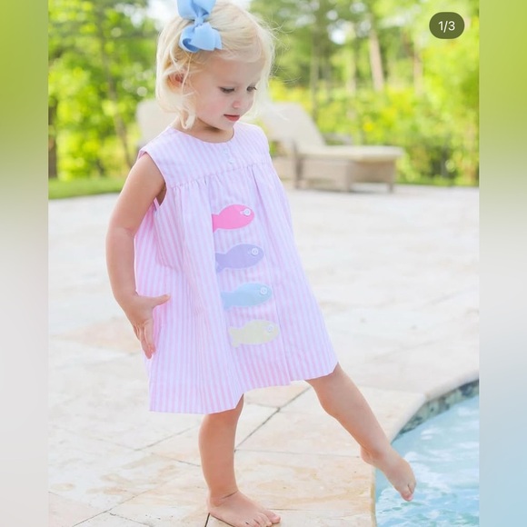 The Beaufort Bonnet Company Other - THE BEAUFORT BONNET COMPANY PINK STRIPED APPLIQUED FISH DRESS SZ7